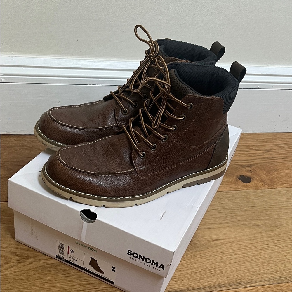 Sonoma Men's Dark Brown Lace-Up Boots